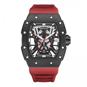 Baogela topmerk dominante tonneau mechanische industriële stijl skelet lumineuze waterdichte sport horloges stalen siliconen horloge 4147