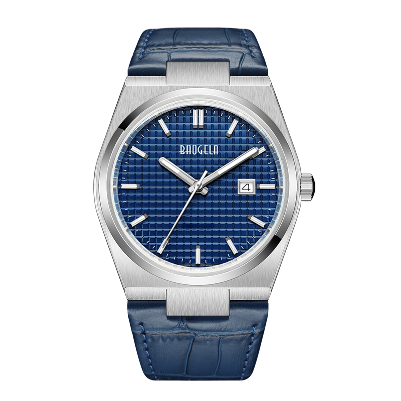 Baogela 40mm Men Business Watches Quartz Sport Casual Lederen polshorloge 50tm waterdichte mannelijke klokrelogio masculino 22802