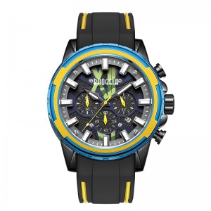 Baogelanieuwe horloges mannen roestvrij rubberriem blauw horloge voor man luxe waterdichte chronograaf polshorloge lumineuze relogio 22601